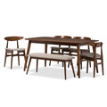 Baxton Studio Flora Light Grey and "Oak" Finishing Wood 6-PC Dining Set 126-6938-6939-6940